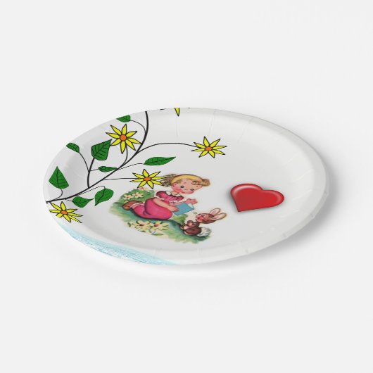 Vintager Valentinstag der Teller (Schrägansicht)