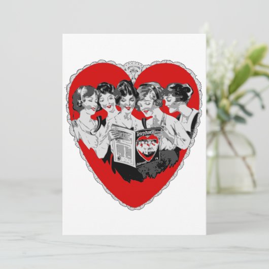 Vintager Valentinstag Einladung (Stehend Vorderseite)