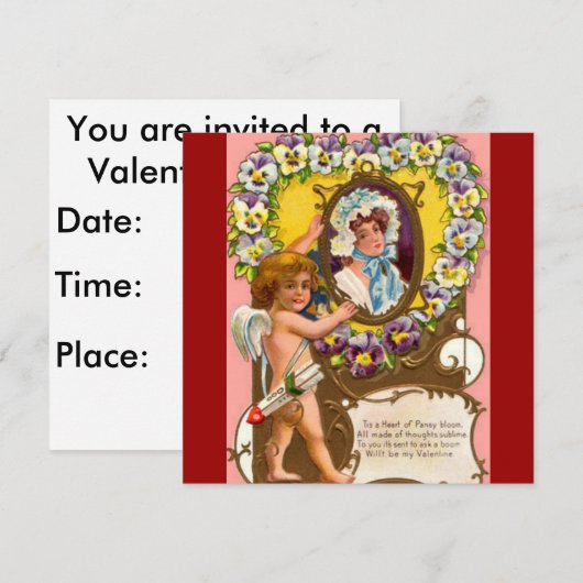 Vintager Valentinstag Einladung (Vorne/Hinten)