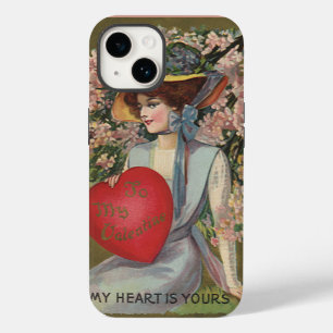 Vintager Valentinstag, Elegante Dame mit Herz Case-Mate iPhone Hülle