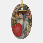 Vintager Valentinstag, Elegante Dame mit Herz Keramikornament (Rechts)