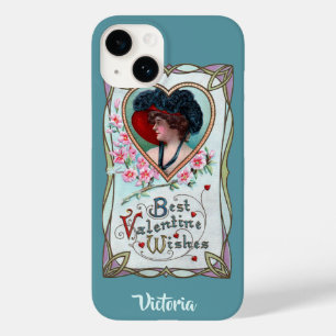 Vintager Valentinstag, Elegante Frau im Herzen Case-Mate iPhone 14 Hülle