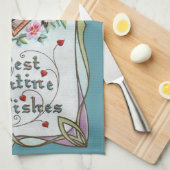 Vintager Valentinstag, Elegante Frau im Herzen Geschirrtuch (Viertel Falte)