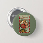 Vintager Valentinstag Engel, Cupid Reading Book Button (Vorne & Hinten)