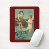 Vintager Valentinstag, Engel Fischen für das Herz Mousepad (Mit Mouse)