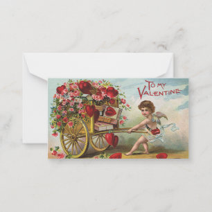 Vintager Valentinstag Engel, Herz der Liebe Mitteilungskarte
