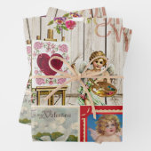 Vintager Valentinstag - Engel, Herzen Geschenkpapier Set (Beispiel)