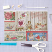 Vintager Valentinstag - Engel, Herzen Seidenpapier (Handwerk)