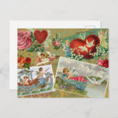 Vintager Valentinstag Enttäuschung, Engel, Blume Feiertagspostkarte (Vorne/Hinten)