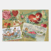 Vintager Valentinstag Enttäuschung, Engel, Blume Geschenkpapier Set (Vorderseite 3)