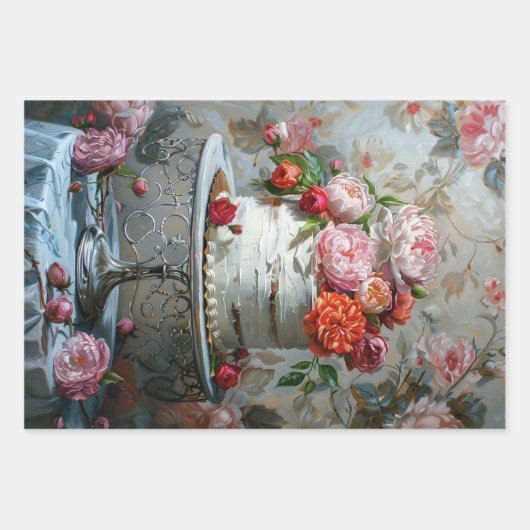 Vintager Valentinstag Geschenkpapier Set (Vorderseite 3)