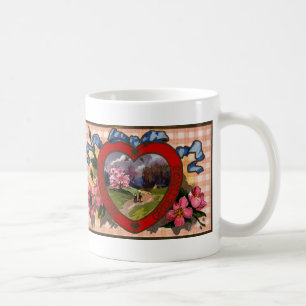 Vintager Valentinstag Grüße - Herz und Blume Kaffeetasse