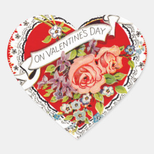 Vintager Valentinstag Herz Herz-Aufkleber