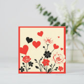 Vintager Valentinstag in der Schwarzen Blüte Feiertagskarte (Stehend Vorderseite)