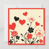 Vintager Valentinstag in der Schwarzen Blüte Feiertagskarte (Vorderseite)