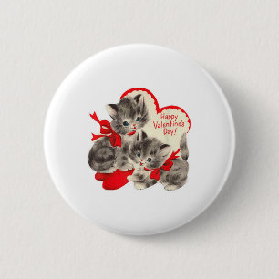 Vintager Valentinstag Katzenkuchen Kitten Kitty Re Button