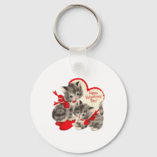 Vintager Valentinstag Katzenkuchen Kitten Kitty Re Schlüsselanhänger