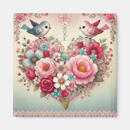 Vintager Valentinstag Magnet (Vorne)