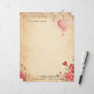 Vintager Valentinstag mit Bluthochdruck personalis Briefbogen