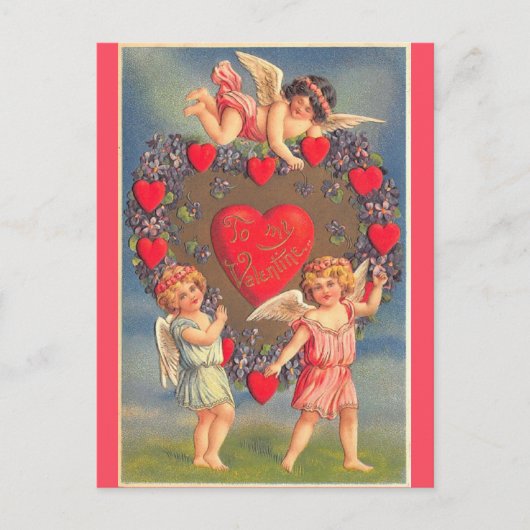 Vintager Valentinstag Niedlich Cherubs Postkarte (Vorderseite)