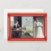 Vintager Valentinstag Niedlich Coupé Telefon Postkarte (Vorne/Hinten)