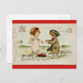 Vintager Valentinstag Niedlich Kinder Postkarte (Vorne/Hinten)