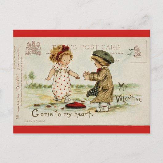 Vintager Valentinstag Niedlich Kinder Postkarte (Vorderseite)