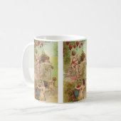 Vintager Valentinstag, Niedliche Cherubs Climb Lad Kaffeetasse (Vorderseite Links)