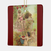 Vintager Valentinstag, Niedliche Cherubs Climb Lad Keramikornament (Links)