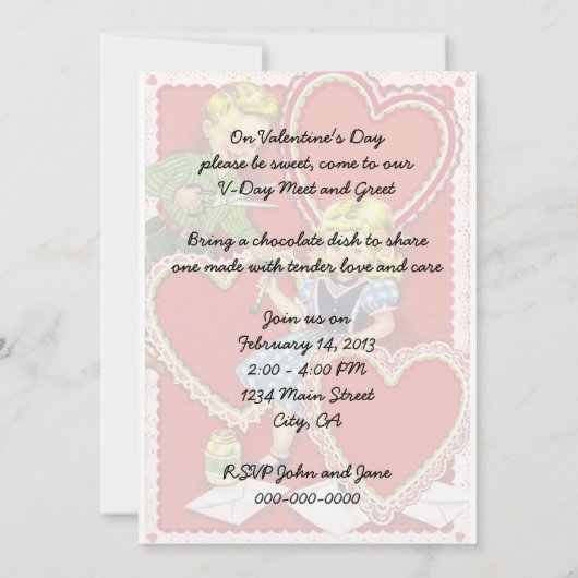 Vintager Valentinstag Party V2 Einladung (Rückseite)
