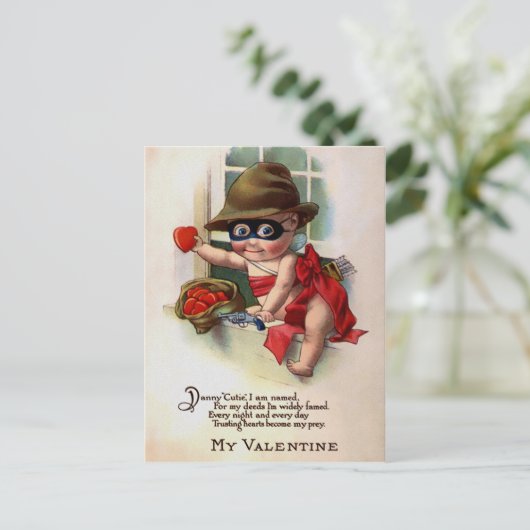 Vintager Valentinstag Postkarte (Stehend Vorderseite)