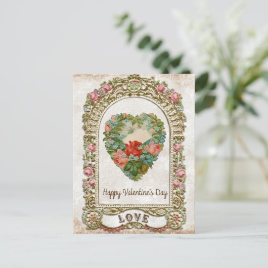 Vintager Valentinstag Postkarte (Stehend Vorderseite)
