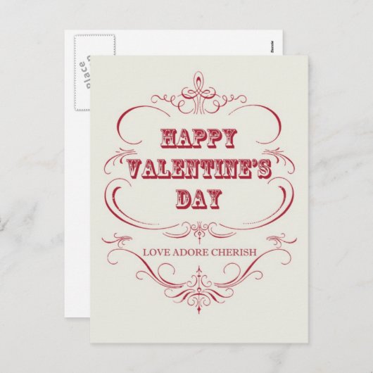 Vintager Valentinstag Postkarte (Vorne/Hinten)