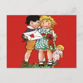Vintager Valentinstag Postkarte