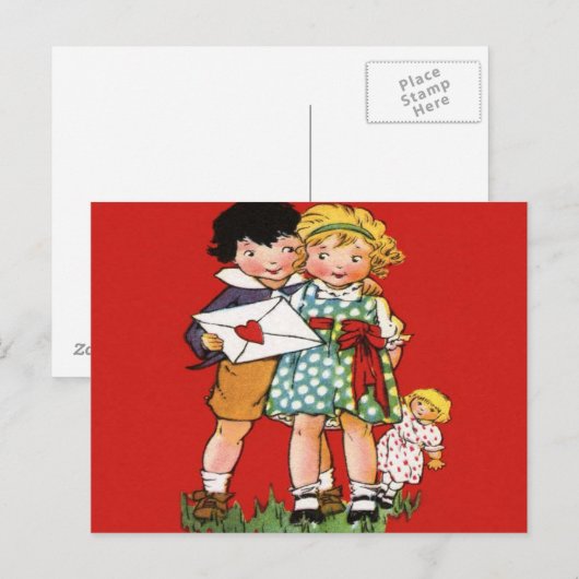 Vintager Valentinstag Postkarte (Vorne/Hinten)