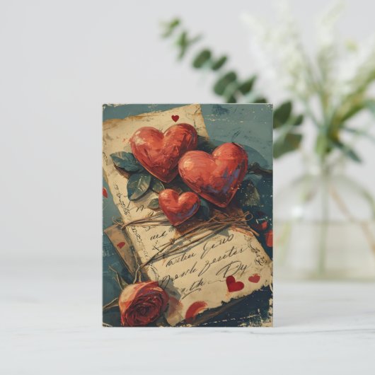 Vintager Valentinstag Postkarte (Stehend Vorderseite)