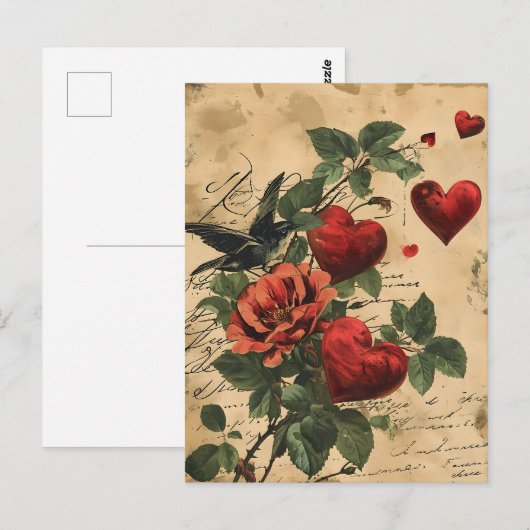 Vintager Valentinstag Postkarte (Vorne/Hinten)