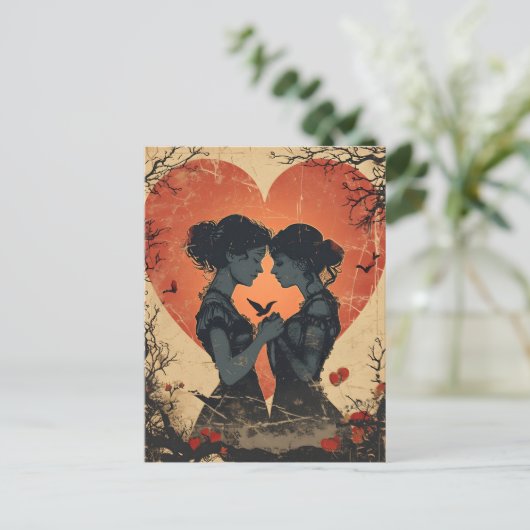 Vintager Valentinstag Postkarte (Stehend Vorderseite)