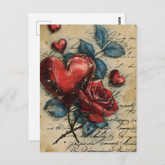 Vintager Valentinstag Postkarte (Vorne/Hinten)