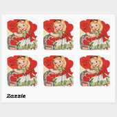 Vintager Valentinstag Quadratischer Aufkleber (Blatt)