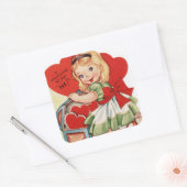 Vintager Valentinstag Quadratischer Aufkleber (Umschlag)
