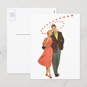 Vintager Valentinstag, romantische, schwebende Her Feiertagspostkarte