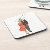 Vintager Valentinstag, romantische, schwebende Her Untersetzer (Linke Seite)