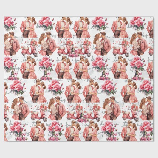 Vintager Valentinstag Romantischer Tag Geschenkpapier (Flach)