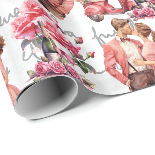 Vintager Valentinstag Romantischer Tag Geschenkpapier (Rolleneckpunkt)