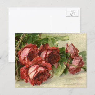 Vintager Valentinstag, Rote Rosen der Kriminalität Feiertagspostkarte