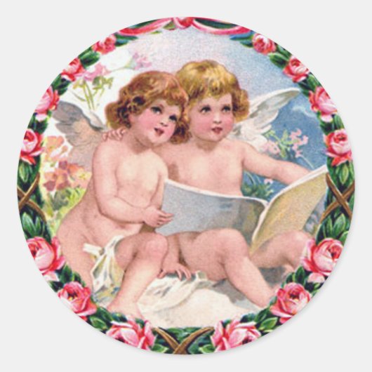 Vintager Valentinstag Runder Aufkleber (Vorderseite)