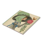 Vintager Valentinstag, Schmetterling der Lady Rote Fliese (Seite)