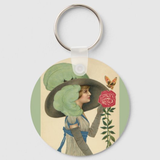 Vintager Valentinstag, Schmetterling der Lady Rote Schlüsselanhänger (Vorderseite)