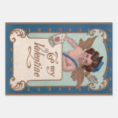Vintager Valentinstag, Tscherub mit Liebe Letters Geschenkpapier Set (Vorderseite 2)